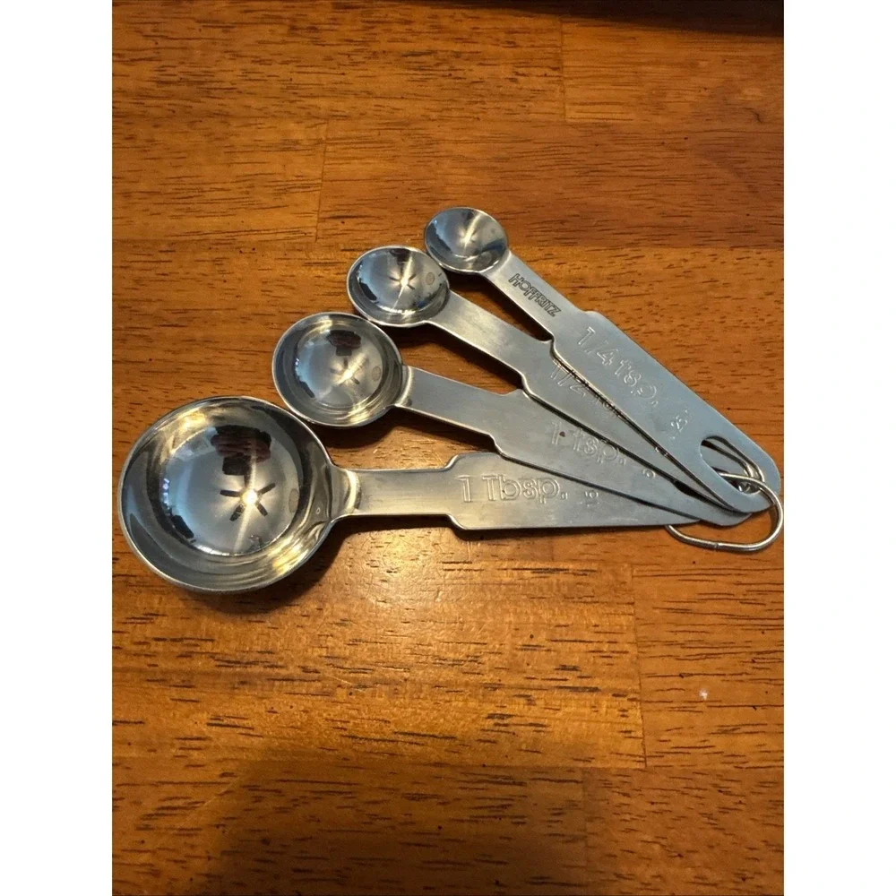 Vintage Hoffritz Stainless Steel 4 Measuring Spoons with Ring Rostfrei Inox